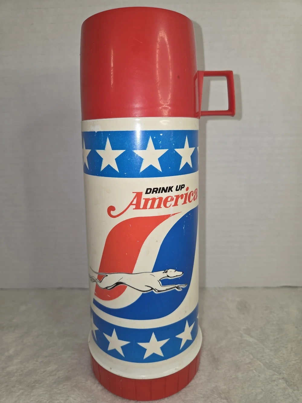 Greyhound Bus Drink Up America Insulated Travel Thermos 1976 Bicentennial 10